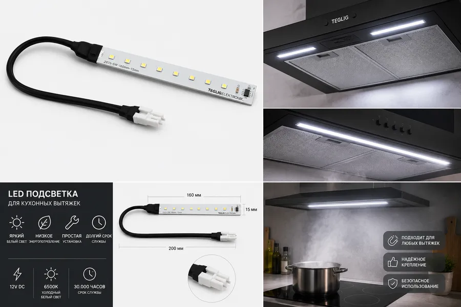 Комплект: LED-модуль, кабель и 2-контактный разъём